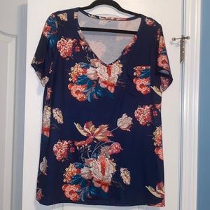 Short sleeve blue floral shirt